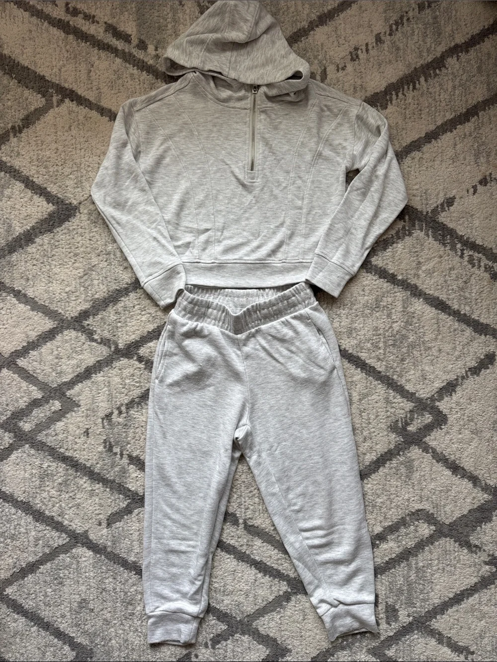 Danskin Light Gray Hooded Sweatshirt & Joggers Set